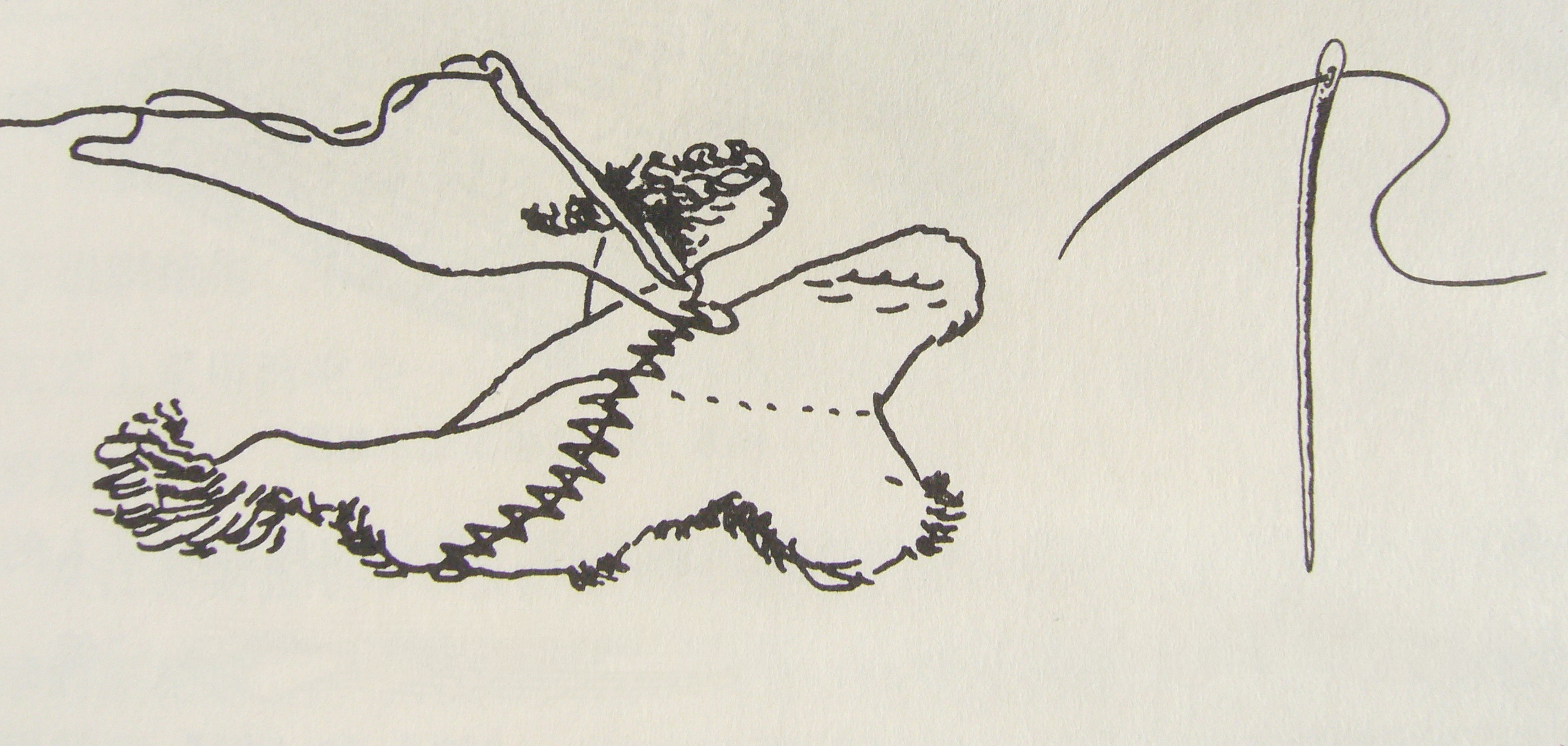 FIG. 9 A sketch map of the bone needle as used by the Upper Cave Man at Zhoukoudian in Beijing.